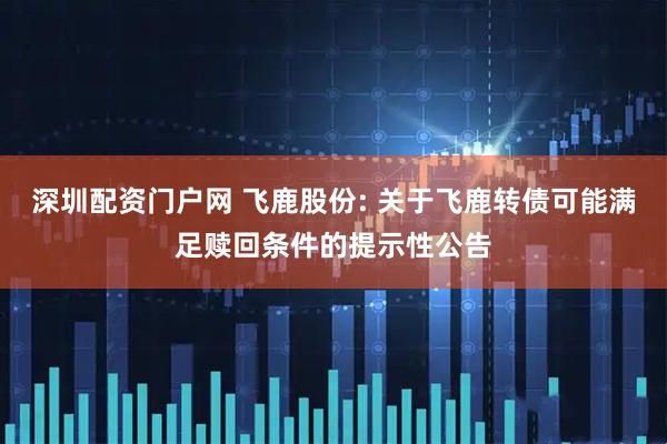 深圳配资门户网 飞鹿股份: 关于飞鹿转债可能满足赎回条件的提示性公告